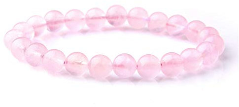 Generic Stein Armband,Naturstein Armreif 7 Chakra Transparente Rosenquarz Stein Elastische Perlen Yoga Energie Charme Armbänder Schmuck Für Anxity Männer Mädchen
