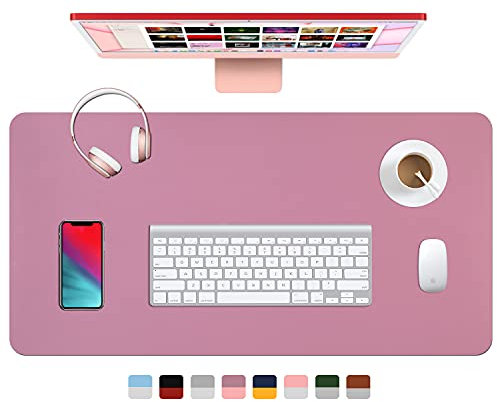 Schreibtischunterlage aus Leder, wasserdichtes Mauspad, PU-Schreibtischmatte, Büro-Schreibtischabdeckung, Schreibtischunterlage für Büro/Zuhause/Arbeit/Kabine (lila/rosa), 60 x 34,8 cm
