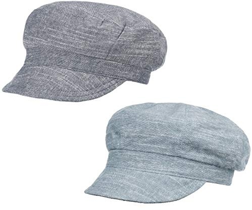 Lipodo Summer Newsboy Wendecap Damen - Wendbar - Ballonmütze aus 70% Baumwolle, 30% Leinen - Baker-Boy-Mütze mit meliertem Look - Mit Stretchband - Damenmütze Frühjahr/Sommer Denim S (55-56 cm)