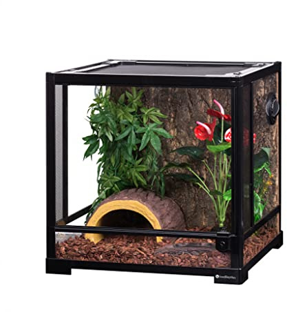 Swell Reptiles Glass Terrarium/Vivarium Tank | Easy Access Port for Access for Tiding Cables with Breathable Mesh Top Lid for Optimal Ventilation (45x45x45cm)
