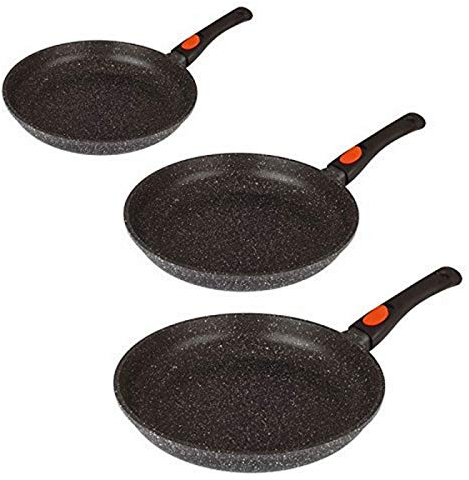 ESPACE CUISINE, Pfannen 20/24/28 cm und Fischpfanne 35,5 cm, Stein, abnehmbarer Griff, Induktion