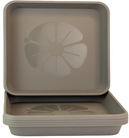 Home Garden Ornaments Sottovaso Quadrato Grigio 19x19cm Set da 5 - Sottovasi Quadrati - Sottovasi Plastica Resistente - Sottovasi per Piante da Interno (19x19cm, Grigio)