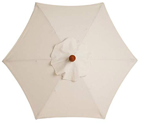 WERTSWF Toldo de poliéster de 3 m con protección UV para 6 varillas estándar voladizo para colgar sombrillas, Crema, Blanco