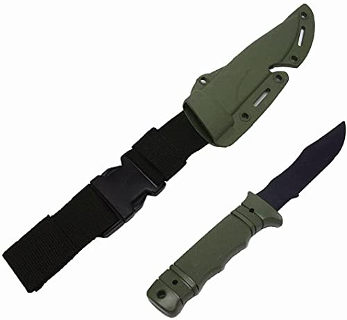 Tounlinx Tactical Rubber Knife with Scabbard/Sheath Military Training Dagger Cosplay ABS Plastic Blade Scabbard Model Kit Decoration & Cosplay (M9-Green)