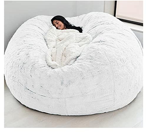 Sitzsackbezug Ohne Fuillung Outdoor Riesen Flauschig Fell Sitzsack Abdeckung Xxl Runder Kinder Weicher Kunstpelz Sitzsack Lazy Schlafsofa Abdeckung Waschbar WohnzimmermöBel ( Color : C , Size : 135X65