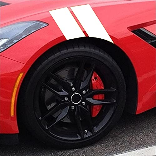 ihreesy Auto Reflektierende Aufkleber,4 Stücke Reflektierende Aufkleber Vinyl Racing Streifen Aufkleber Sport Kotflügel Aufkleber Universal Wasserdicht Auto Fender Aufkleber Sticker,Weiß
