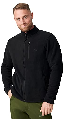 DANISH ENDURANCE Giacca in Pile, Felpa da Uomo con Zip, Invernale, Termica per Trekking e Outdoor, Nero, L