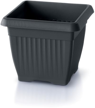 IMJ-Global Vaso Fioriera per piante Fiori TERRA DKWT30 H25 da interno esterno Quadrato Nero 13,8 Litri 30x30x25 cm design Classico in plastica da balcone Grigio Antracite