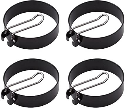 Vastsea 4 Stück Edelstahl Ei Ring, Rund Omelett Form Für Eier Kochen, Antihaft Eierringe mit Klappgriffen, Gelten für Pfannkuchen, Hamburger, Omeletts Verwendet Werden(Schwarz)