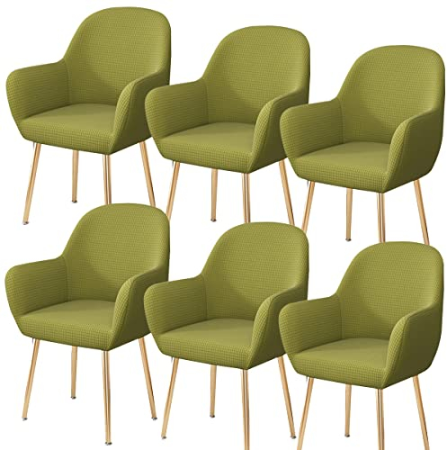 XGANGM Samt Esszimmerstuhlbezug 2/6/4er Set mit Armlehne, Büro Stuhlbezug Rückenlehne Stuhlschonbezug Sessel Stretch Stuhl Hussen Armlehnstuhl Stuhlabdeckung Stuhlbezüge,J,6PCS