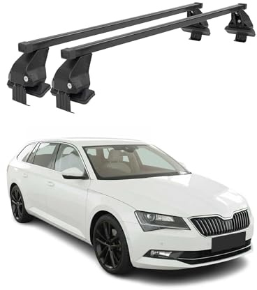 OMAC Menabo Dachträger für Seat Toledo 2012-2019 Stahl Schwarz | DIN 75302:2019 & ISO/PAS 11154:2006 geprüft, Abschließbar, City-Crash-getestet, bis 50 kg Traglast, Querträger, Grundträger