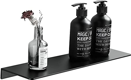 Biutimarden 30CM Duschablage Ohne Bohren Aluminium Badablage Schwarz Selbstklebende für Badezimmer Schlafzimmer Küche Dusche Wandregal Wandmontage