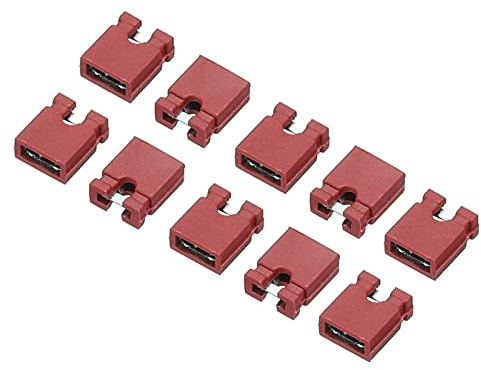 sourcing map 2,54mm Jumperkappe Standard Leiterplatten Jumper Kappen Shunts Kurzschluss Verbindung Stiftblöcke, Rot 50 Stück