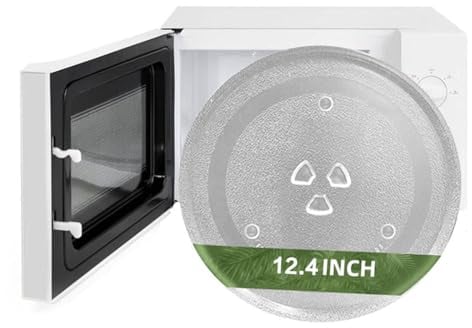 31.5 cm/12.4 Microwave Glass Plate, Universal Thickened Heat Resistant Microwave Glass Turntable Plate Replacement with 3 Fixers for Large Microwaves(315mm)