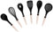 STONELINE Natural Line Set Ustensiles de Cuisine, Lot 6 pcs, Poignées en Paille et Support Pratique – Accessoires de Cuisine Antiadhésifs et Durables