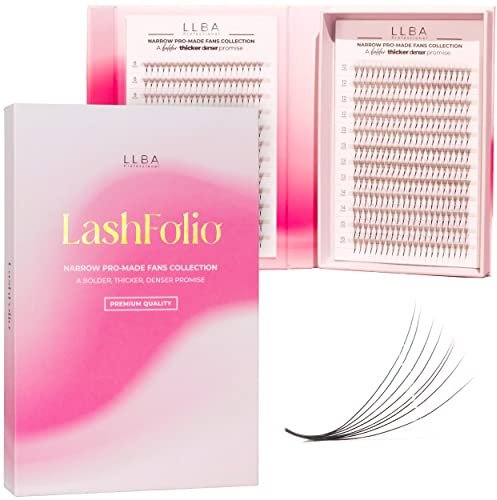 LLBA LashFolio Narrow Promade Fans | Handmade Volume Eyelashes | Multi Selections 5D~10D | C CC D Curl | Thickness 0.03~0.07mm | 8-15mm Length | Long Lasting & Easy Application (5D-0.07 D 8mm-11mm)