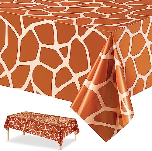 137 x 274cm Giraffedruck Tischdecke Dschungel-Safari-Tier Tischdecke Plastik Wasserdicht Giraffedruck Tisch Cover für Kinder und Erwachsene Geburtstagsfeier Dschungel-Safari-Motto-Partyzubehör