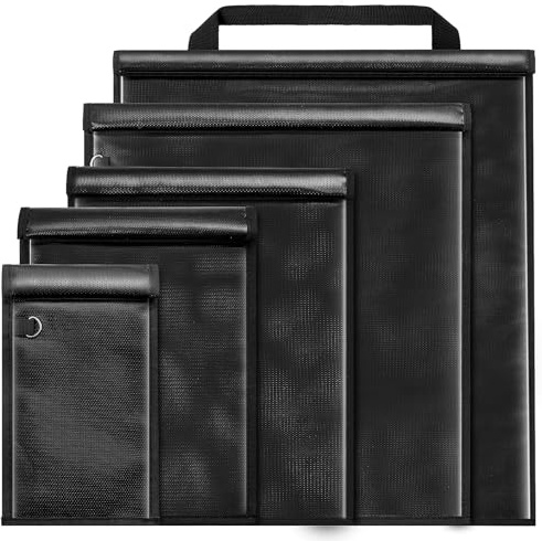 Abbylike 5 Pack Faraday Bags for Phones 5 Size Fireproof Faraday Cage for Laptop Faraday Cage Bag Water Resistant Faraday Cage Sleeves Signal Blocking for Car Key Fob Protector Tablet Protection