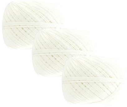 Fackelmann 9921550 Lot de 3 pelotes de Ficelle Alimentaire, Ficelle pour rôti, Ficelle de Cuisine, Ficelle, Rouleau de Ficelle de Cuisine, Polyester, Blanc, 80 m