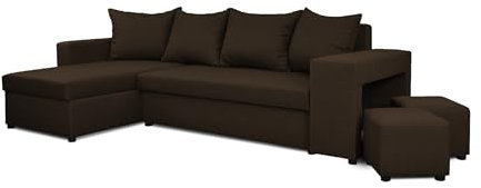 Generisch Möbel NAWSTOL - Ecksofa mit Schlaffunktion 205x130 cm - Eckcouch mit Bettkasten - Ecksofa Wohnlandschaft L Form (Linke oder RECHTE)