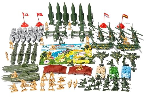 ISAKEN 60 Teiliges Militärische Figuren Set Militär Spielset Streitkräfte Armee Männer Soldaten Kampf Bewegliche Actionfiguren mit Militär Waffen Militärspielset für Kinder Party Deko Geschenk