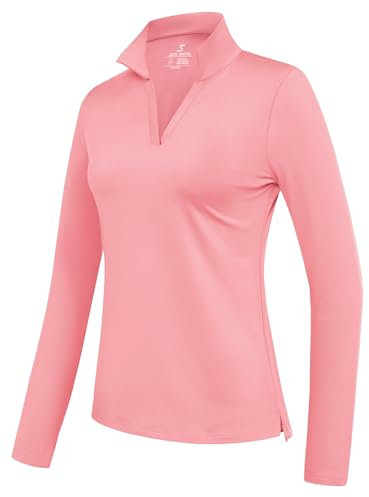 Jack Smith Camiseta deportiva de manga larga para mujer, de secado rápido, transpirable, para golf, equitación, Rosa claro, M