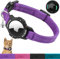 AirTag Katzenhalsband mit leuchtendem Apple Air Tag Halter, Katzenhalsband mit Sicherheitsverschluss & Elastischer Gummizug für Kätzchen, Katzen und Welpen (Katzen und Welpen 23-33cm, Lila)