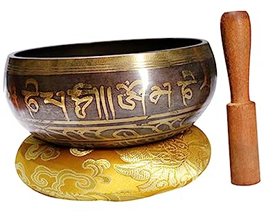 ibasenice Cuenco De Zen Tazón De Fuente De Nepal Tazón De Relajación Cuencos De Chakra Cuenco Tibetano De Cobre Palo De Budista Cuenco Zen De Madera Yoga Instrumento Musical