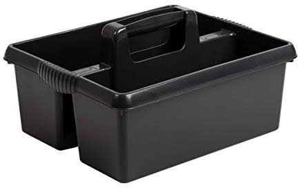 Rectangular 2-Compartment Large Portable Kitchen Cleaning Organizer Carry Caddy Tidy with Handle - Great for Store, Garage, Garden, Office - Midnight Greyish, Kitchen Caddy
