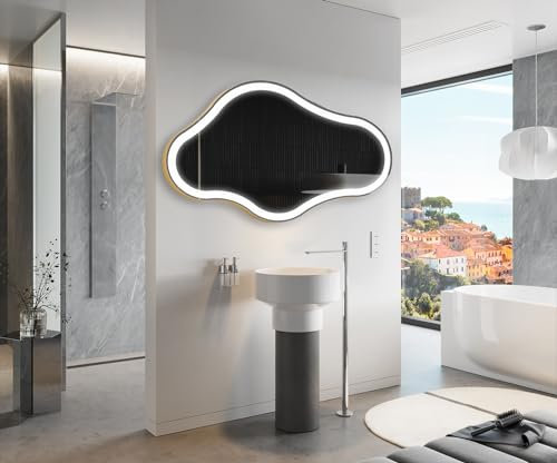 Artforma Badspiegel mit Beleuchtung - Asymmetrischer Spiegel - 174x94 - Led Spiegel Bad - Unregelmäßiger Form - Badezimmerspiegel Nach Maß - Modernes Design - Mit Rahmen