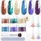 Dip Pulver Nagel Starter Kit, 6 Farben Glitzer Dipping Powder Nails Set Nail Art mit Base&Top Coat, Aktivator Brush Maniküre Sets für Salon DIY & Hause Nagelpuder Spiegelpulver