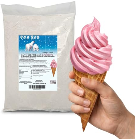 Ice Bär Softeispulver Erdbeere Cremig und Lecker 1:25 für 3,5 Kg Eis