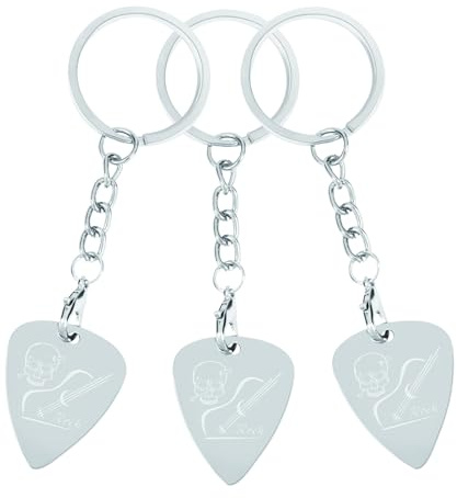 Gitarrenplektrum, Schlüsselanhänger, Edelstahl, Gitarrenplektrum, Schlüsselanhänger, Metallgriff, Plektrum, Zubehör, Gitarrenspieler, Musiker, Geschenke