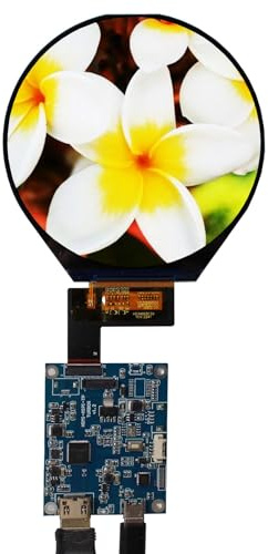 FanyiTek 8,6 cm (3,4 Zoll) 800 x 800 IPS MIPI 330 nit runder LCD-Bildschirm und 39-polige Controller-Platine, Micro-USB-Stromanschluss