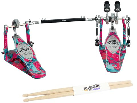Tama HP900PWMCS Doppelpedal Iron Cobra 900 Marble Coral Swirl + keepdrum Drumsticks