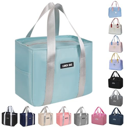 WUWYOUWL Lonchera con aislamiento de cartón, reutilizable, impermeable, plegable, para mujeres, hombres, niños y estudiantes, viajes, picnic, escuela (verde)