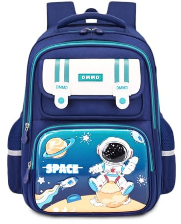 FANDARE Jungen Kinderrucksack mit Astronaut Weltraum Mädchen Kinder Rucksack lässig Kinderrucksack Schulranzen mit reflektierenden Streifen Daypacks Schulrucksack Büchertaschen Tagesrucksack Grün
