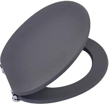 18 MDF Toilet Seat Universal Adjustable Fit Most Toilets Oval Seat┃Bathroom Standard Wooden MDF Toilet Seat | WC SEAT +Fittings┃Quick Release Toilet Seat - Tongue & Grey Groove Wooden