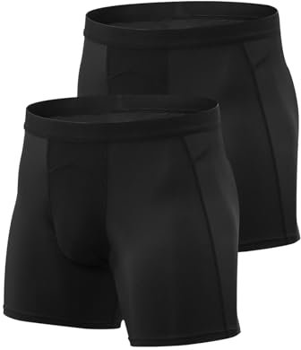 Niksa 2er Pack Herren Sport Boxershorts Funktionsunterwäsche Radlerhose kompressionsshorts Unterwäsche Radhosen Für Männer, Schwarz, M