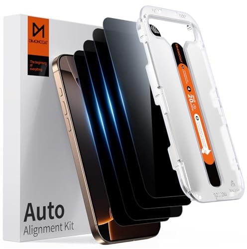DIMONCOAT 4-PACK Privacy Screen Protector Compatible with iPhone 16 Pro Max [Auto Alignment Kit] [10X Military Protection] 16 Pro Max 6.9 inch Tempered Glass Film [Case Friendly]