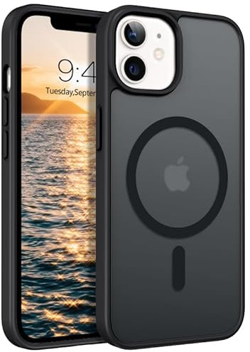 BENTOBEN Hülle für iPhone 12 Mini/iPhone 13 Mini, Magnetisch Hülle mit Mag-Safe, Durchscheinende Matt Anti-Fingerabdruck Handyhülle Rückseite, Dünn Schutzhülle, Schwarz