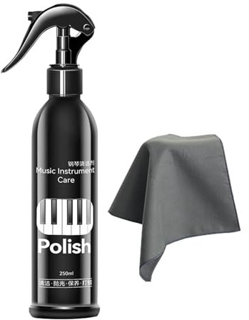 Piano Cleaner Kit - Multipurpose Powerful Care Kit | 250ml Piano Shine Polish & Cleaner, Piano Cleaning Tools with Wiper Cloth for Improves Luster, Piano Polish Spray, piano care kit for home
