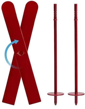 Generisch Miniatur-Schneebretter, Rot - 2x Sportliche Snowboards mit Skistöcken, Weihnachtliche Dekoration für Weihnachtswichtel und Weihnachtsdekoration