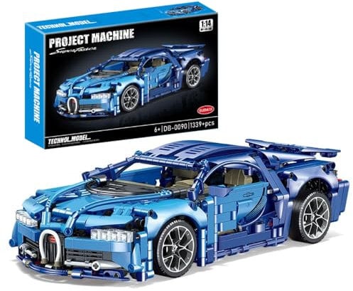highdar Technik Sportwagen Bausteine Sets für Bugatti, 1339+ Klemmbausteine 1:14 STEM Supersportwagen Modellbausatz, MOC Konstruktionsspielzeug Rennwagen für Erfahrene Baustein Enthusiasten