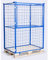 HHL Euro-Gitterbox mit klappe | Gitteraufsatzrahmen H1600 x B1200 x L800mm für aufbewahrung| Faltbarer Gitterrahmen für Euro-palette | Gitterbehälter aus Stahl | Gitterboxen für Holz, Lager | Blau