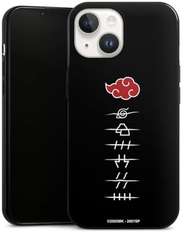 Slim Case extra dünn kompatibel mit Apple iPhone 14 Silikon Handyhülle schwarz Hülle Akatsuki Offizielles Lizenzprodukt Naruto Shippuden