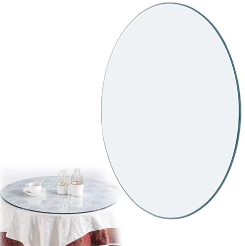 Runde Tischplatte aus gehärtetem Glas, 61 cm, transparent, für Esstisch, Kaffee, Gartentisch, Ersatzplatte, rund, transparent, flache Glasplatte