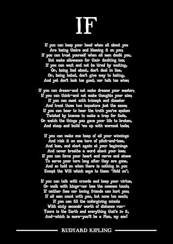 Rudyard Kipling If - Impresión artística de poema (negro), tamaño A3