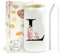 JEKUGOT Tasse de voyage personnalisée avec couvercles et pailles, tasse à café personnalisé de A à Z, tasse à café de voyage en verre, tasse à café glacé, cadeau d'anniversaire pour femme, cadeau