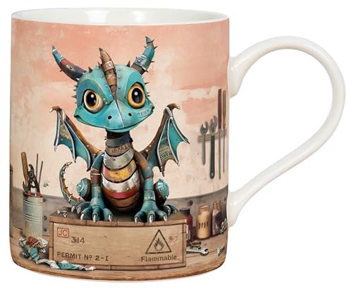 Lesser & PAVEY Bug Art Scrap Dragon Mug for Home & Kitchen | Stylish Ceramic Mugs for Tea & Coffee | Lovely Cup Set for Mens Gifts & Birthday Gifts for Women